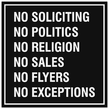 Signs ByLITA Square No Soliciting No Politics Sign - Easy Installation | Durable Material